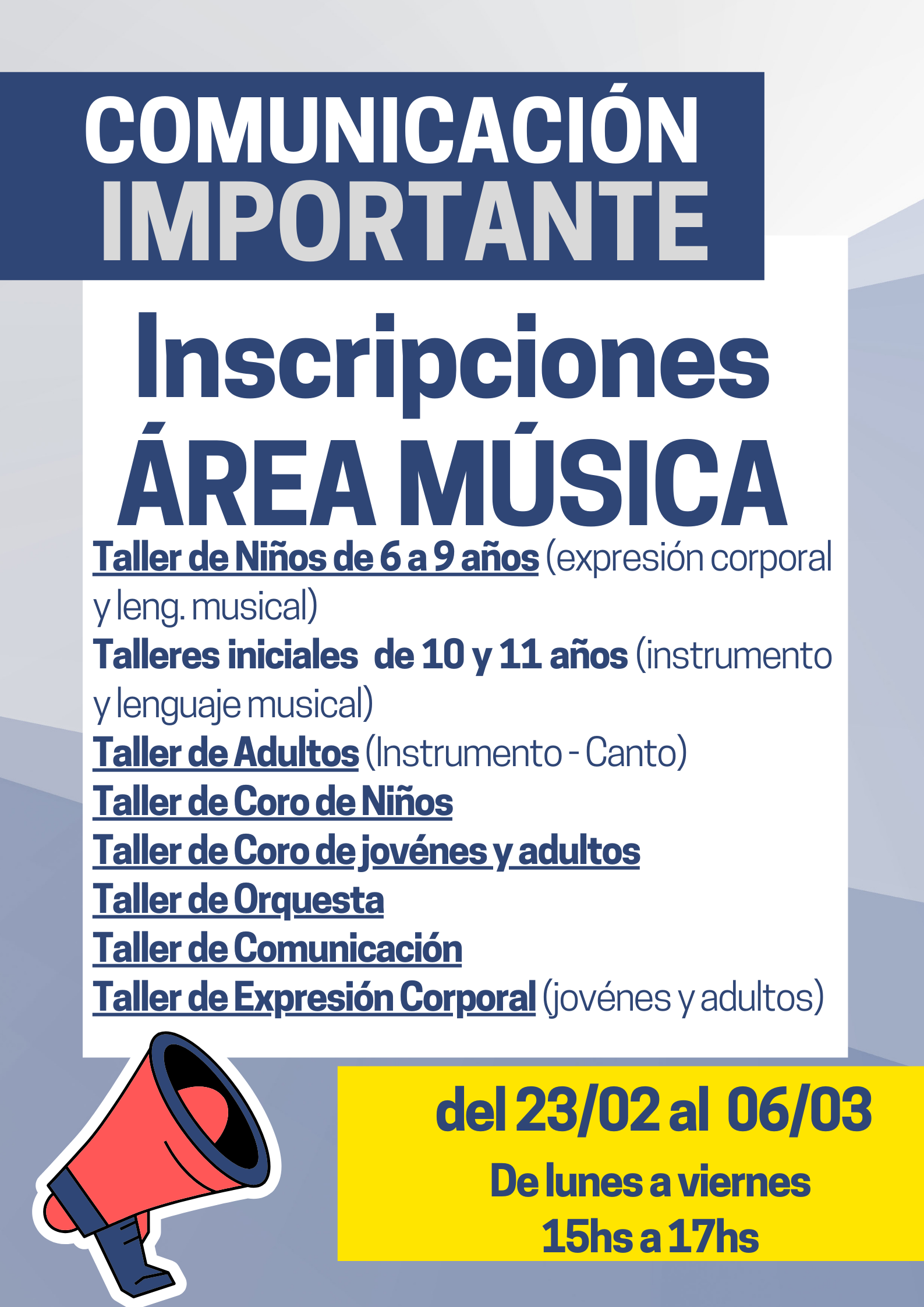 Opciones de los distintos talleres de ESEA